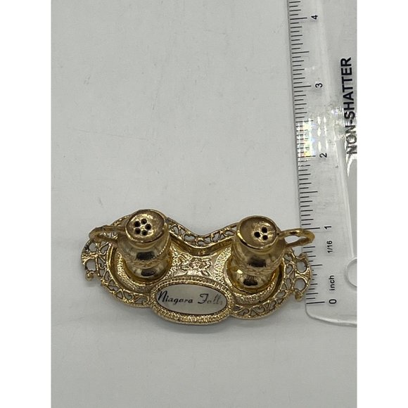 Mini Niagra Falls Souvenir Elegant Jar Salt and Pepper Shakers w/Tray - Picture 5 of 6